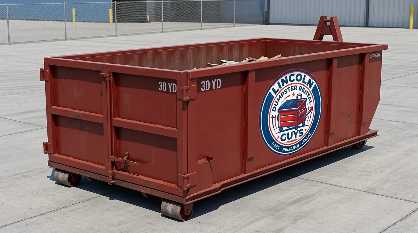 30 yard dumpster being delivered to a Lincoln NE construction site